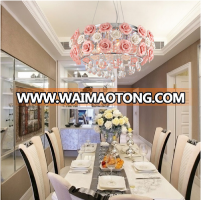 LED garden rose flower crystal lamp warm living room fashion bedroom ceiling lamp