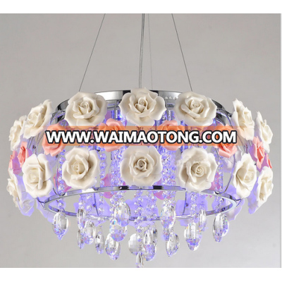 LED garden rose flower crystal lamp warm living room fashion bedroom ceiling lamp