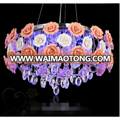LED garden rose flower crystal lamp warm living room fashion bedroom ceiling lamp